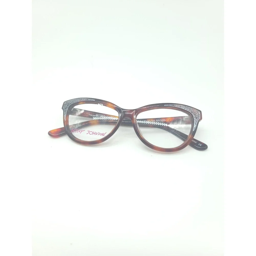 Betsey Johnson FUNKY Eyeglasses brown Cat Eye Full Rim Frames 50-16-144